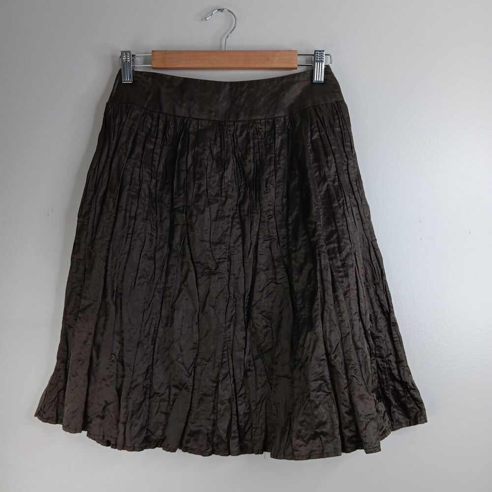 Garfield & Marks Skirt Women's Size 8 Pleated Crinkle Bronze Romantic Gypsy